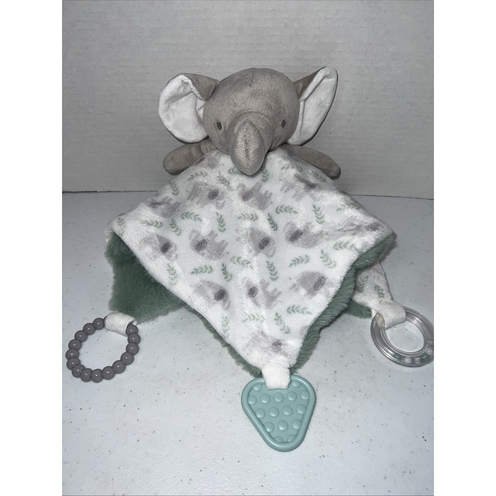 Dream Gro Activity‎ Blankie Elephant Lovey Baby Security Blanket Gray And Green